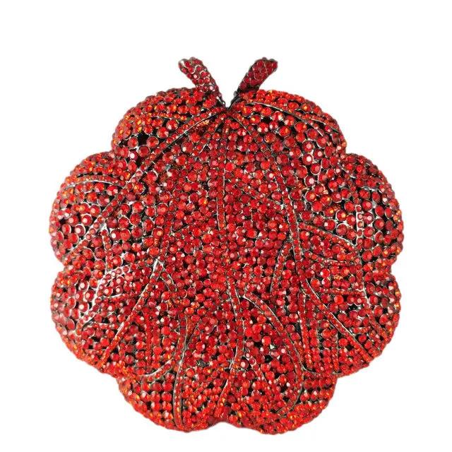 

Boutique De FGG Rose Flower Women Red Ruby Evening Handbag Crystal Clutch Purse Round Floral Wedding Bridal Diamond Clutch Bag Mini and Heavy