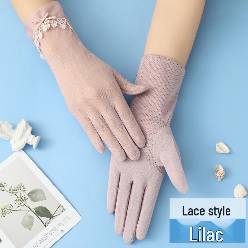 Women s Breathable Lace UV Protection Gloves for Summer Driving  Outdoor Sports One Size