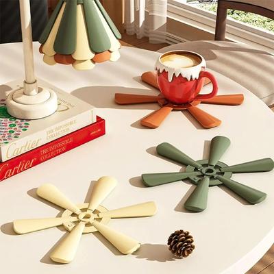 Silikon Baum Topfuntersetzer Hitzebeständige Tischmatte Untersetzer Verbrühschutz Topfmatte Silikon Kreative Heimdekoration Festival Geschenk