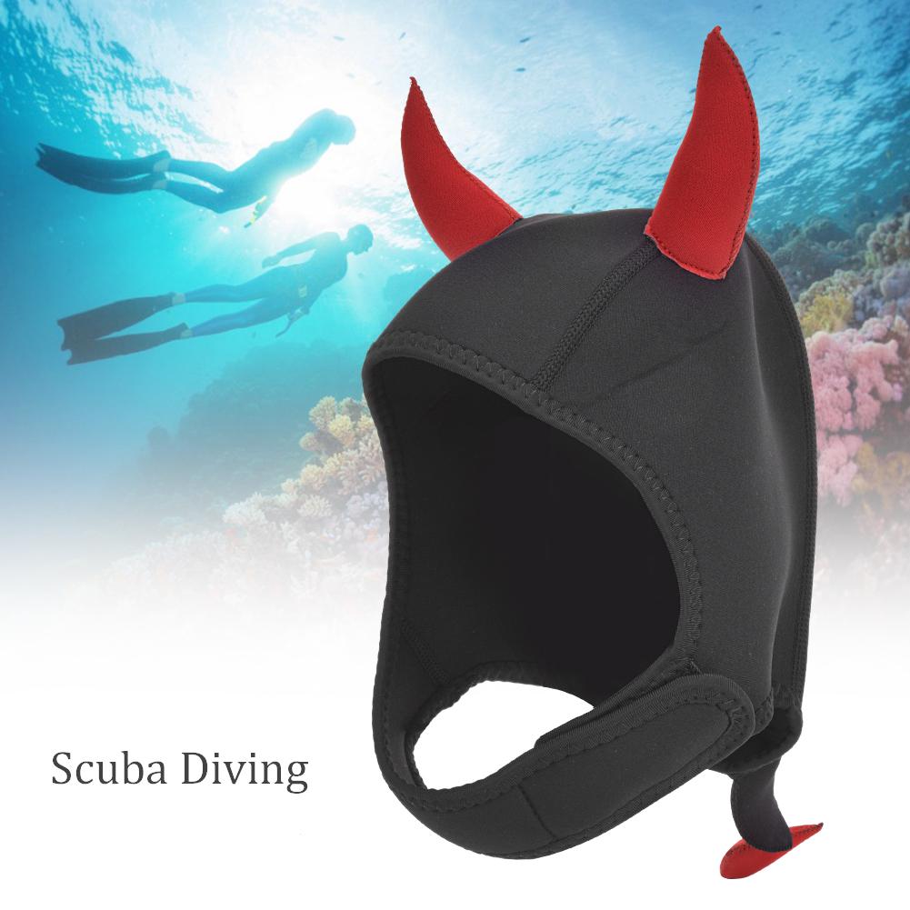 Cappello/Cappuccio/Casco in Neoprene per Scuba e Apnea con Disegni di Animali Piccolo Diavolo Rosso