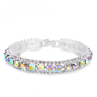 Top Sale 925 Sterling Silver Color Bracelets Full AAA Zircon Austrian Crystal Femme Women Link Chain Jewelry Bangles 14 Colors
