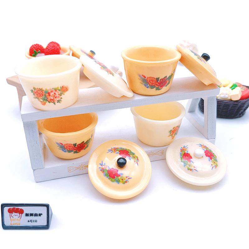 Dollhouse Miniature Nostalgic Life Scene Decoration Supplies Chinese Double Happiness Enamel Basin Doll Accessories Toy