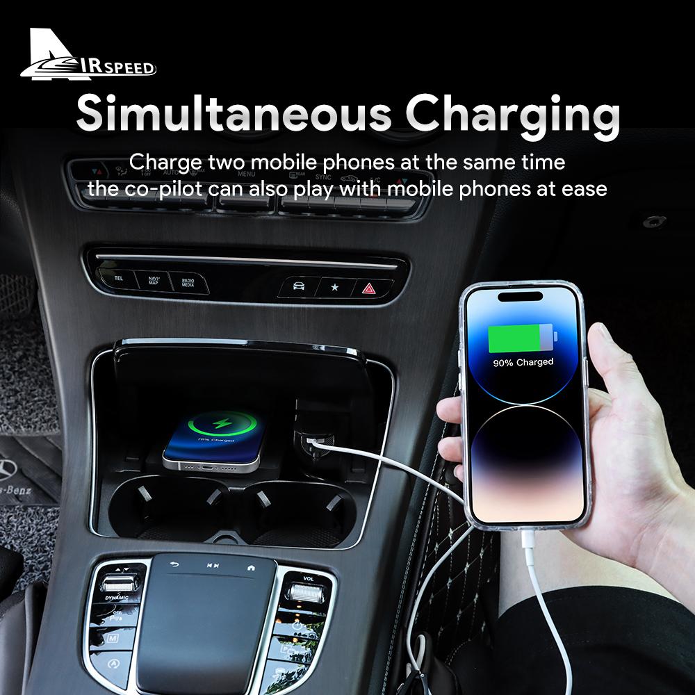 15W Car Wireless Charger For Mercedes Benz C Class W205 AMG C43 C63 2015-2025 GLC X253 X254 GLC43 GLC63 Mobile Phone Charging