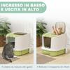 Enclosed Cat Litter Box with 2 Doors, Removable Tray, Scoop and Deodorant, In PP, 40.5x52.5x42.5 Cm, Green