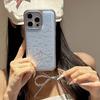 Applicable To Apple 16PM Girls Blue Bow Pendant Mobile Case IPhone 15 Pro Silver Edge Glue Protection Case