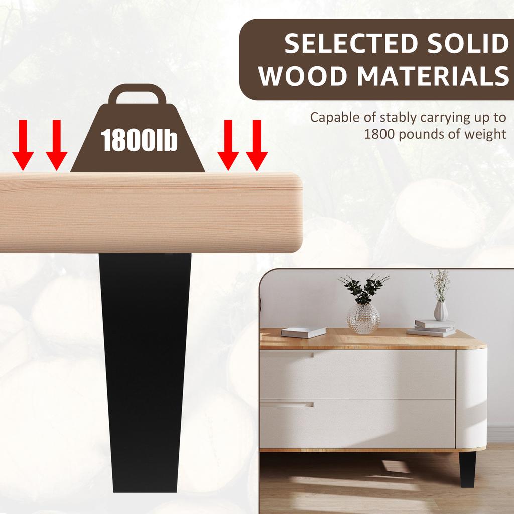 4Pcs Natural Wooden Furniture Legs 10/15cm Non-Slip Sofa Cabinets Bed Table Chair Replacement Increase Height Feet