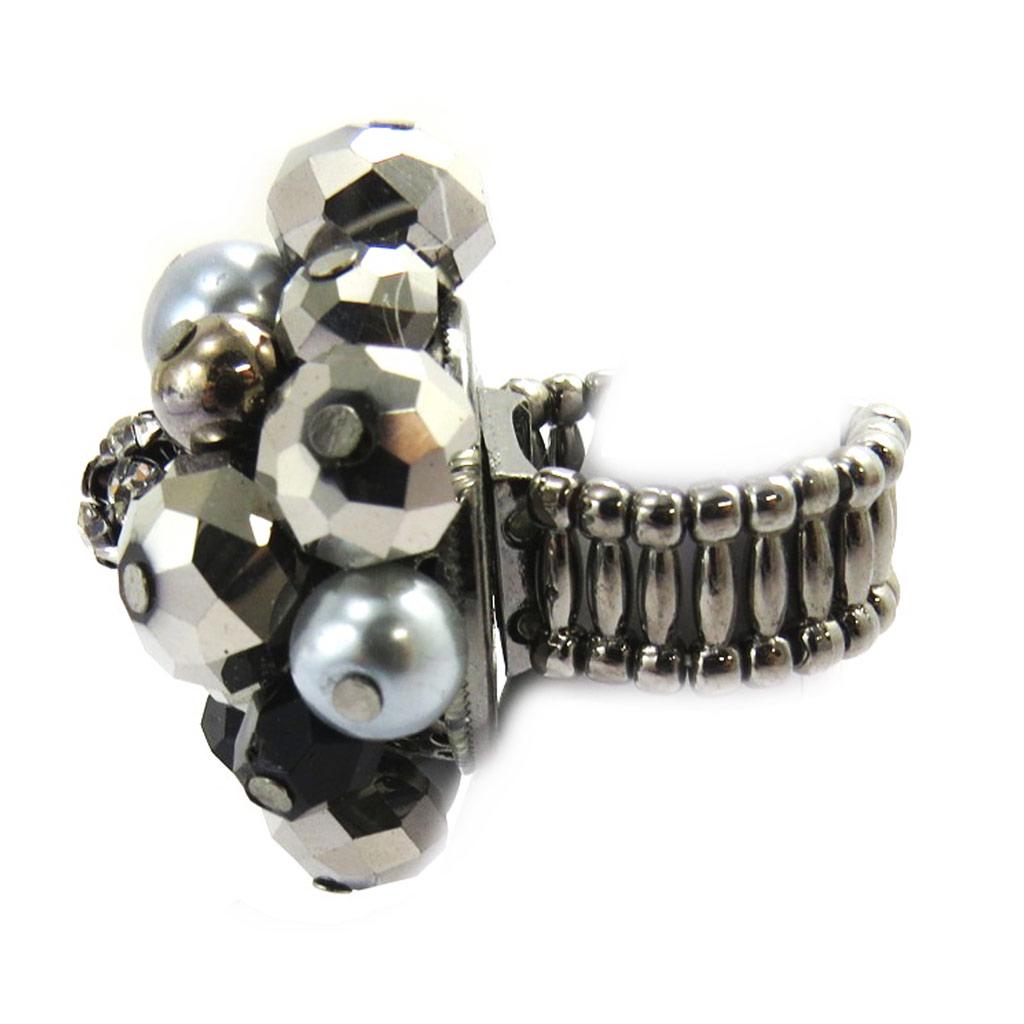 Les Trésors De Lily [M2573] - Anthracite Gray 'Sissi' Crystal Ring - 4 Cm