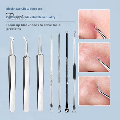 Blackhead Remover Tweezers Set Stainless Steel Acne Clip Kit with Anti-slip Handle Pimple Popper Tool Easy To Carry Blackhead Extractor Skin Care