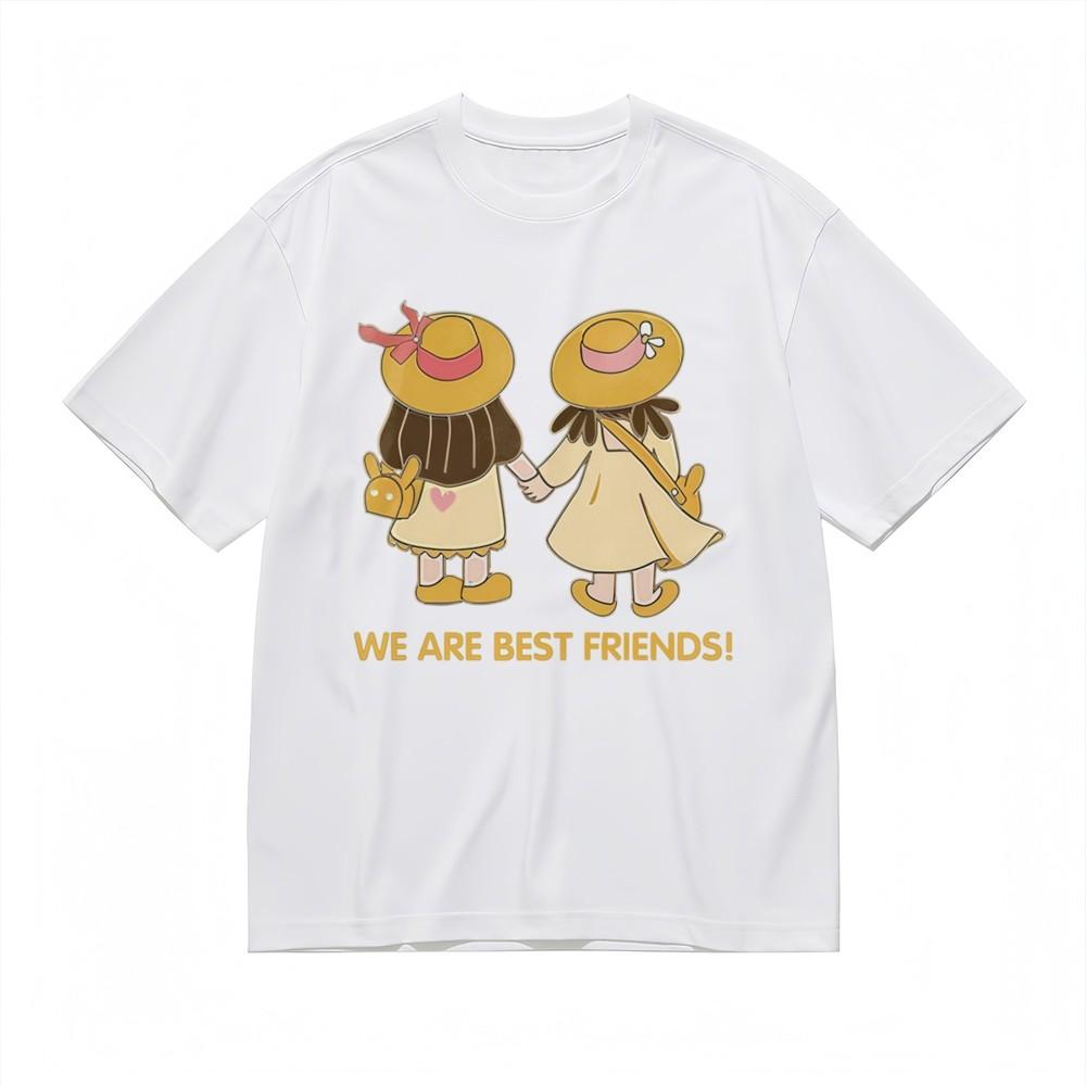 

Women s Fashion Slight Stretch Classic T-Shirt Cute Friends Design Printed Tee 4XL