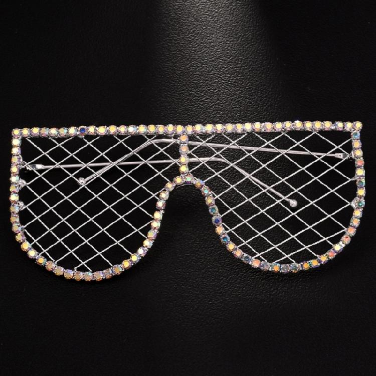 Fashion Eyeglasses with Rhinestones Colorful Sunglasses Hollow Eyeglasses Alloy Texture Suitable for Festivals and Shows