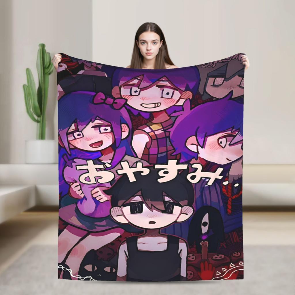 Anime Basil Omori Game Blanket  Warm Novelty Plush Throw Blanket For Home Decor Picnic Flannel Bedspread Bed Cover