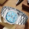 Fashion Multifunctional Quartz Watch for Men Luminous Hands Calendar Stainless Steel Strap Business Mens Watches