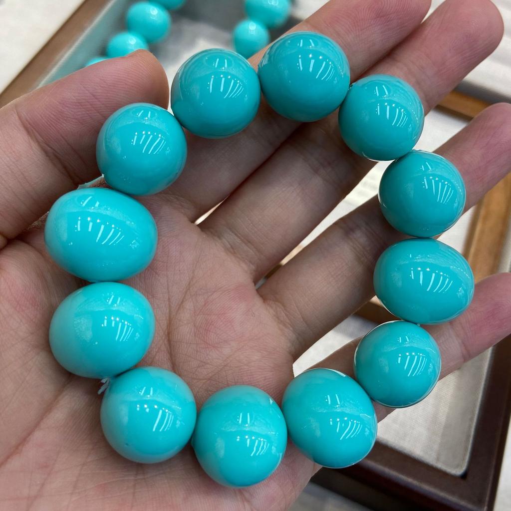 Egg-Shaped 19M Large Granular Blue Shell Beaded Necklace Bracelet National Style Elegant Fashion Women