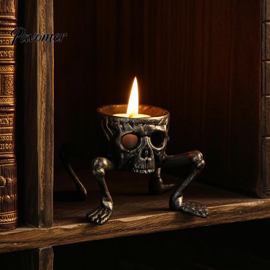 Battery Operated Lamps Halloween Pumpkin Night Light, LED Spooky Skeleton Desk Lamp, Electric Decorative Lights Candle Light for Holiday Party