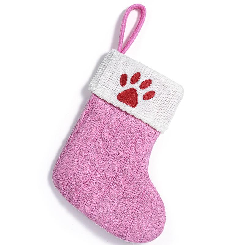 Xmas Tree Pendant Decor Gift Bag Letter 3D Embroidered Gift Christmas Party Decoration Pink Christmas Socks