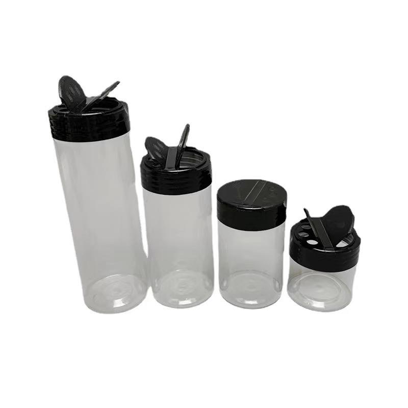Pet-Friendly Transparent Seasoning Bottle with Double Flip-Top for Salt, Pepper, MSG, and Barbecue.