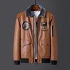 Men's Plus Size Embroidered Leather Baseball Jacket with Velvet, Trendy Spring & Autumn Outerwear.