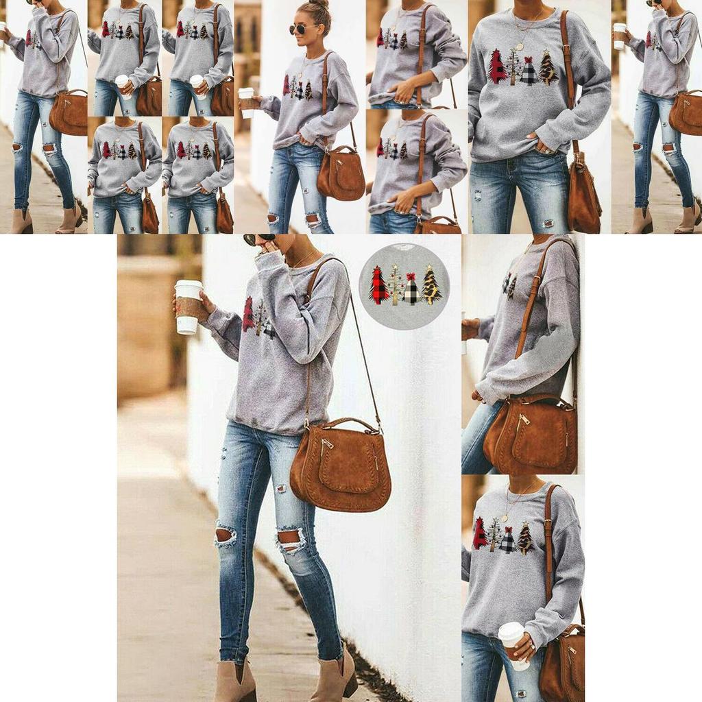 Cozy Womens Christmas Sweatshirt Long Sleeve Jumper Blouse Perfect For Holiday Celebrations