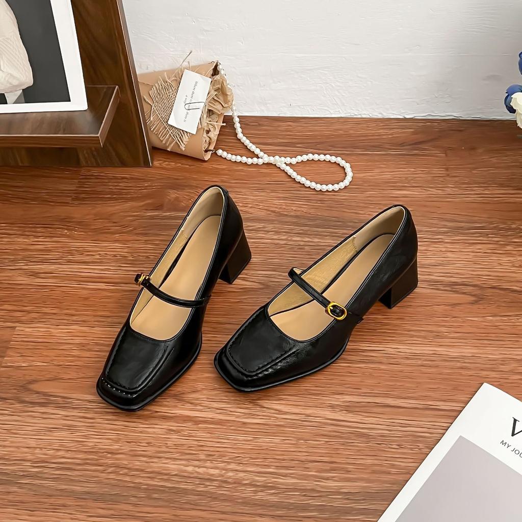 Grape Mother Spring New Retro High Heels Women's Thick Heels Are Not Tired Feet French Mary Jane Shoes Women's Niche Single Shoes
