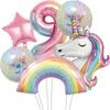6pcs ainbow Unicorn Aluminum Balloon 32inch Gradient Number Balloon Unicorn Party Supplies Unicorn Party Decoration Baby Shower