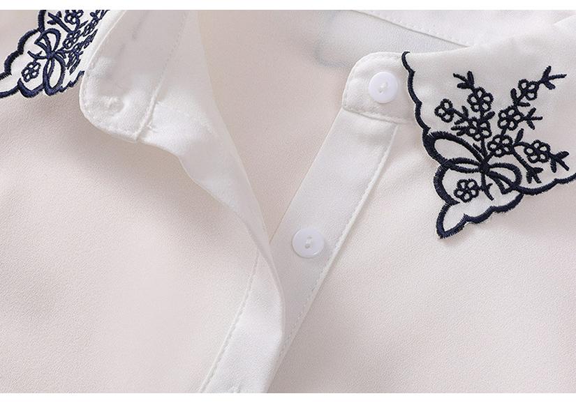 Jialeyi Retro Ethnic Embroidered Korean-Style White Fake Collar for Girls