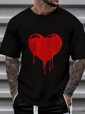 Heart Drip Design White Unisex T-Shirt Streetwear Fashion Graphic Tee Casual Summer