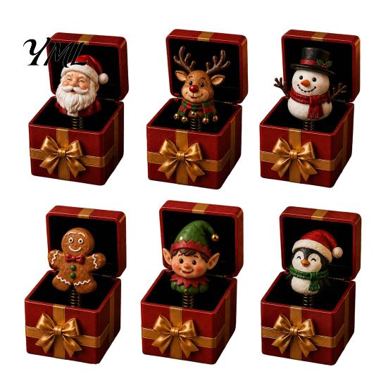 Playful Home Desk Ornament Christmas Magic Pop-Up Gift Box, Cute Reindeer Santa Claus Gingerbread Prank Unique Holiday Surprise Reusable Spring-Loaded