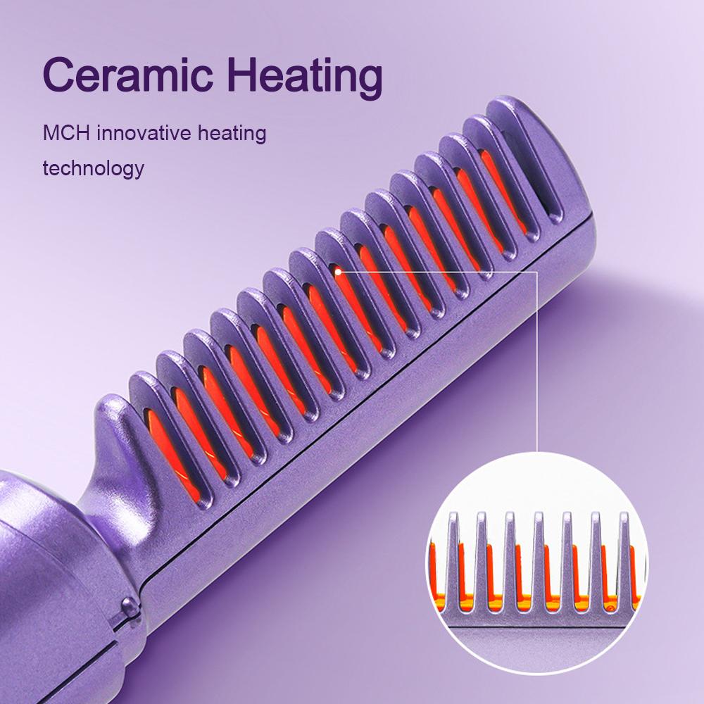 2-in-1 Elektrische Heiße Heizkamm Haarglätter Bügeleisen Glättbürste Schnelllade Nasse Trockene Anwendung Schnelles Haarstyling-Werkzeug