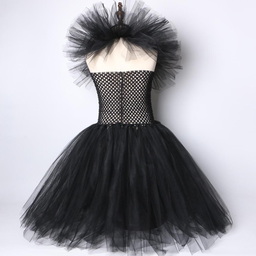 Girls' Maleficent Witch Costume Dress for Halloween Party - Mesh Skirt Set