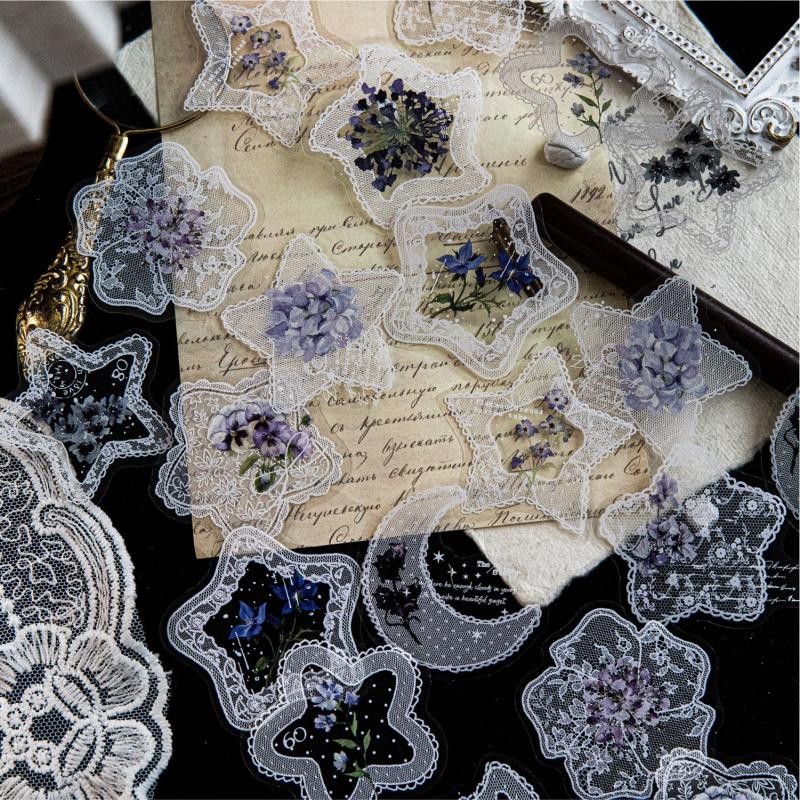 20 Sheets Lace Vintage Decor Stickers, Journal DIY Creative Decals, Album Phone Case Collage Material