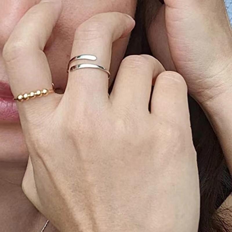 Multifuntional Beaded Rings Adjustable Opening Finger Rings Copper Texture Suitable for Daily and Various Occasion