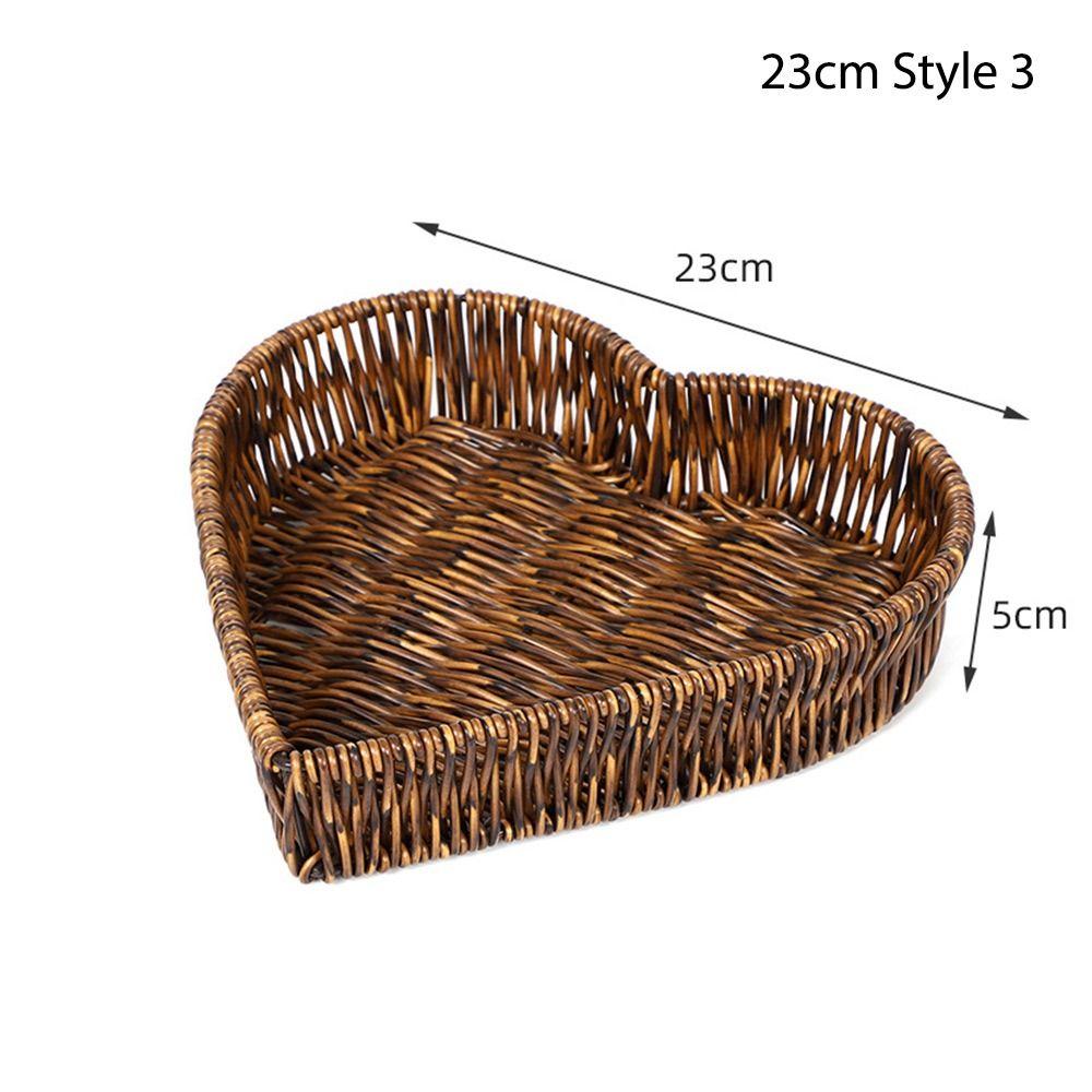 1Pcs Round Shape Storage Tray Breakfast Bread Food Plastic Rattan Threads Basket