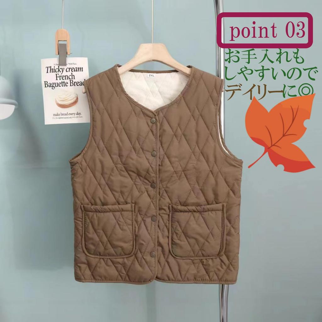 Nibunnoichi Style Vest Lightweight Short [1/2style] Gilet, Down-Style Roomwear, Quilted, Quilted, Length, Layering, Women's (JP, Alphabet, XL, White)