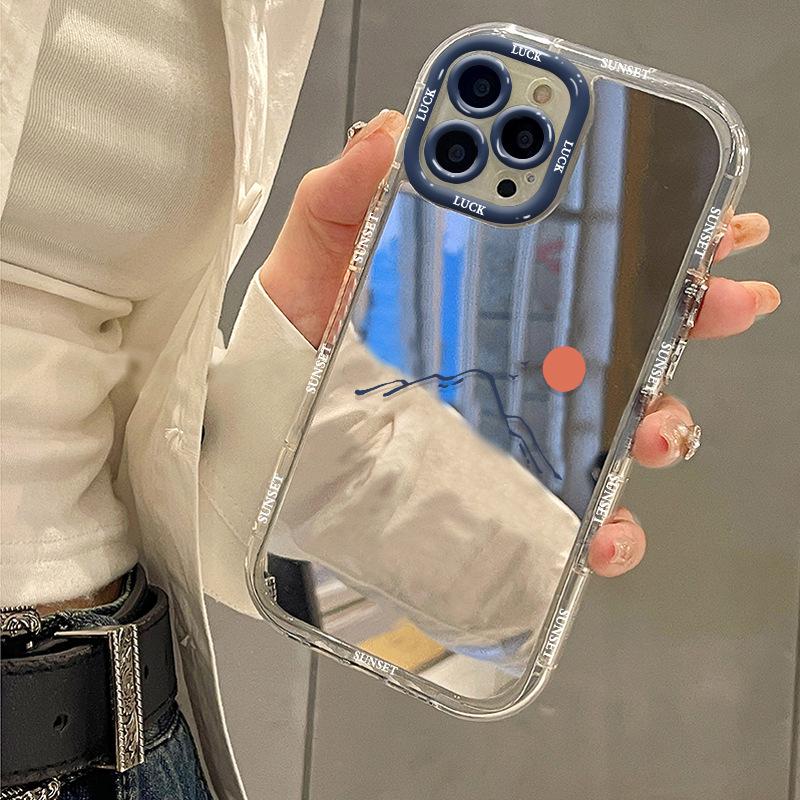 

Подходит для Apple 16 Чехол для мобильного телефона Зеркальный Простой Солнечный Iphone14ProMax Кремовый 15plus Индивидуальность 13 Apple 16PROMAX