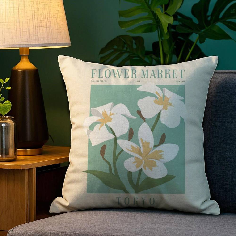 Classic Flower Market Pillow Case Plush Fabric Soft Double Sided Print Sofa Cushion Cover Throw Pillow Covers