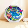Colorful Dragonfly & Flower Design Automatic Opening Folding Umbrella with 8-Bone Iron Frame, Suitable for Fans, Travelers, Daily Use, and G