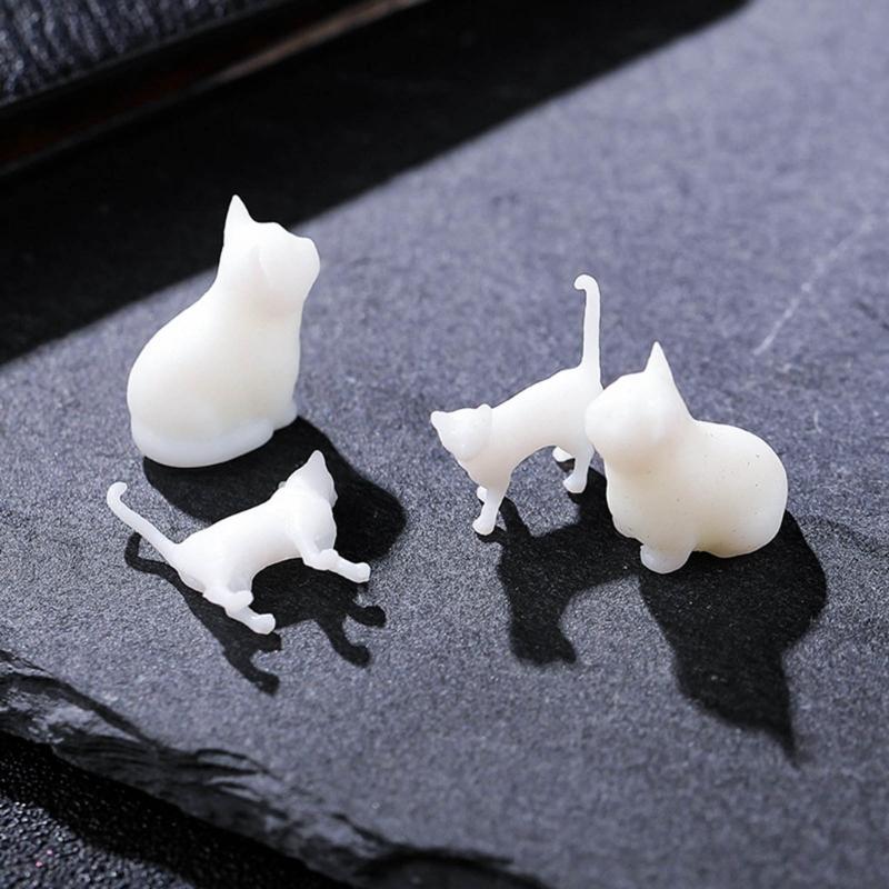 Cute Cat Resin Fillers with Crystal Droplets Flexible Silicone Mould Miniature Landscape Decorations for Home and Office