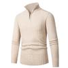 Men S Solid Stand Collar Half Zip Knit Sweater