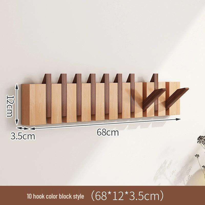 No-Drill Wall-Mounted Japanese Style Solid Wood Coat Hook for Hallway or Entrance Door