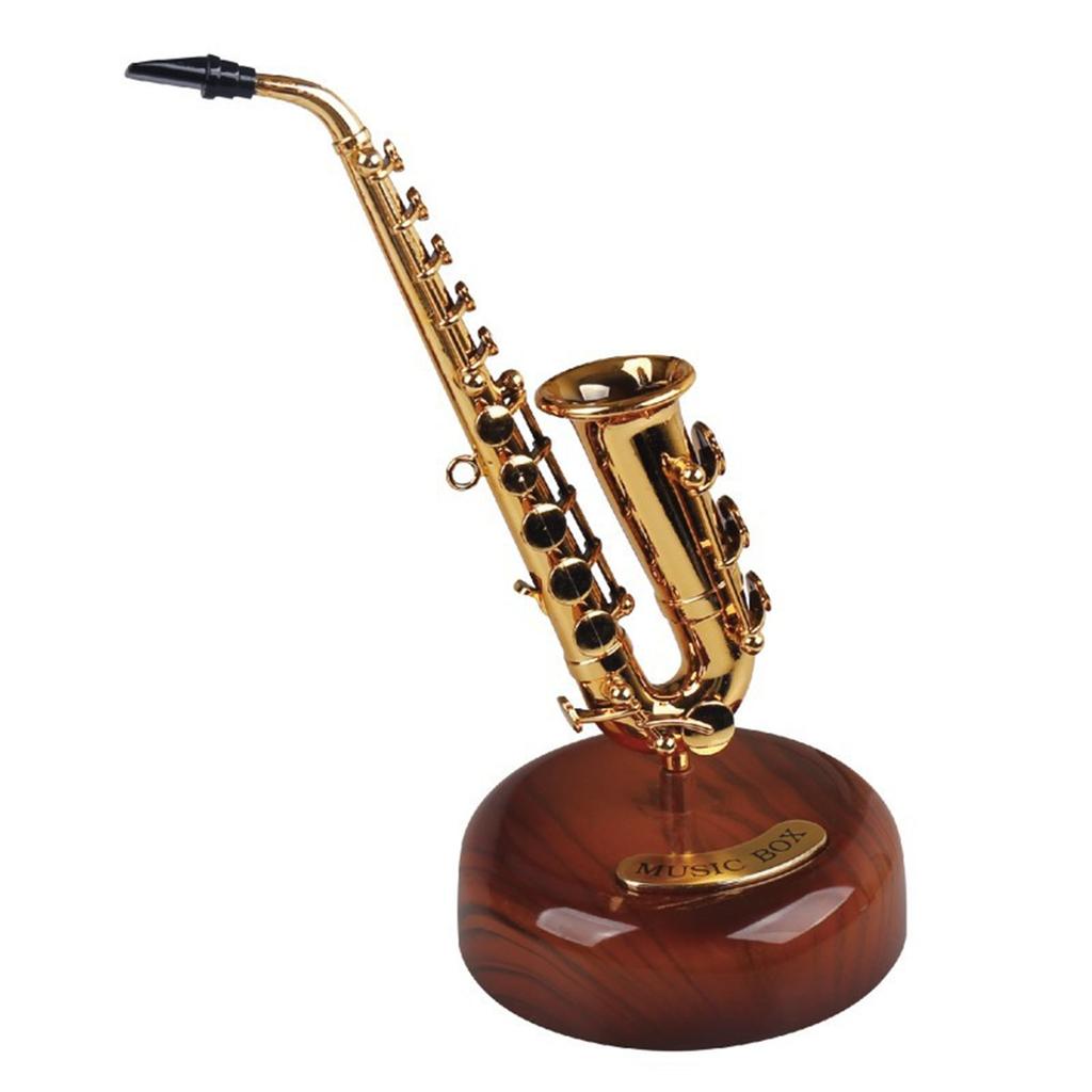 Violin Music Box,Wind Up Musical Box Violin with Rotatings Base,Mini Replicas Musical Instrument Model,Desktop Ornament