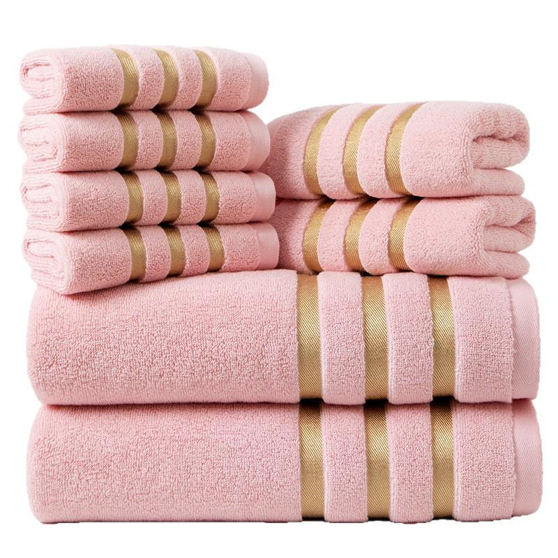 Pure Cotton Gold-Edged Square Towel Set - 8 Pieces for Face Washing and Bathing