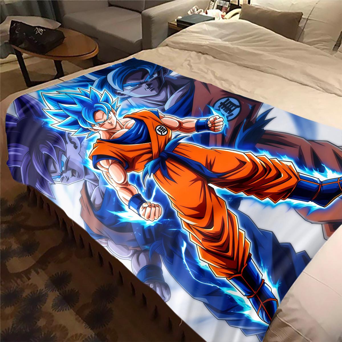 

1PC Son Goku Print Flannel Blanket, High quality All Seasons, Home Decor, Warmth and Comfort, Perfect for Christmas Gifts 80cm x 120cm