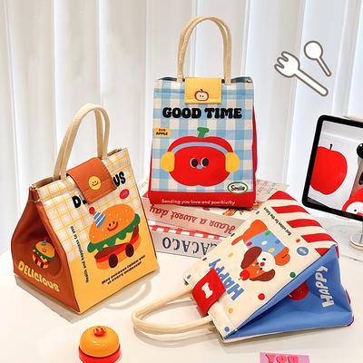 Cute Bento Bag For Office Workers Large Capacity Tote Bag Cartoon Insulated Fresh-Keeping Bag Student Lunch Box Bag