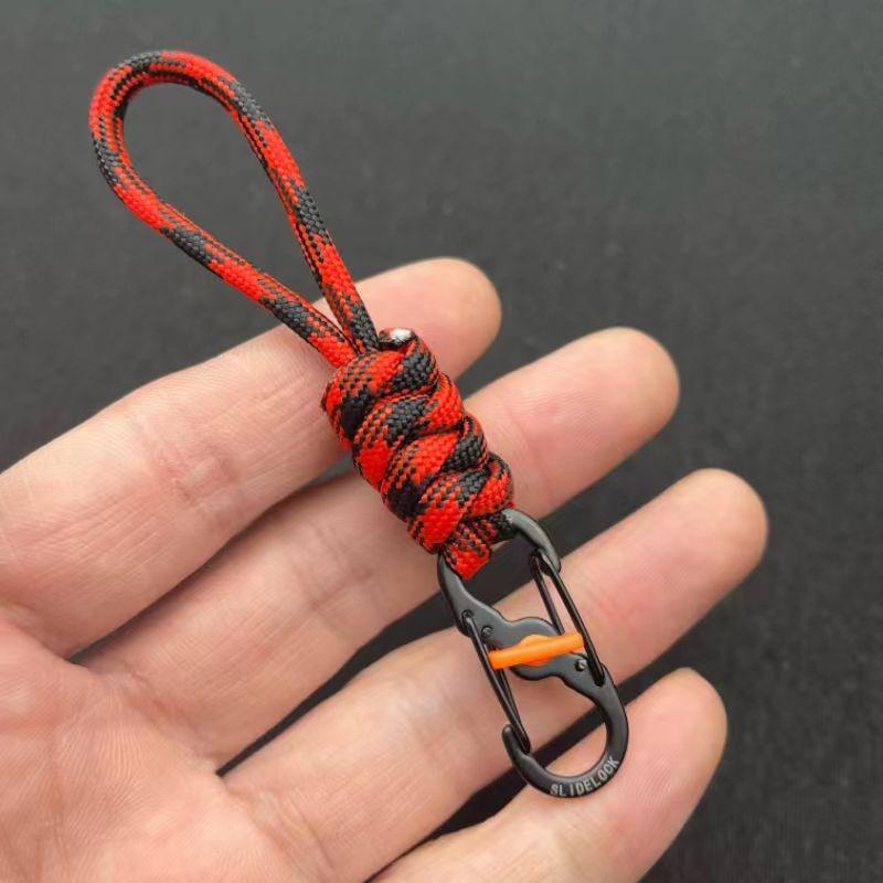 10cm Anti-Theft Paracord Keyring with Locking Figure-8 Buckle, Portable Outdoor Lanyard Hook.