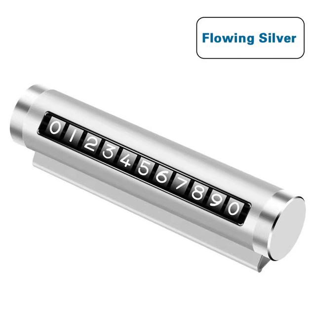 

Алюминиевая автомобильная временная парковочная карта Контактный номер телефона Дисплей Инструмент Вращающиеся цифры Парковка Стоп в автомобильном стайлинге Автоаксессуары серебряный