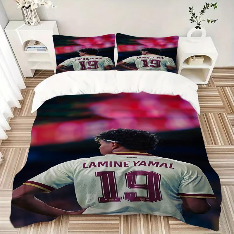 3Pcs Lamine Yamal'S Jersey Number Bedding Sets For All Sizes New 3D Printed Bed Cover Comforter Duvet Cover Pillowcase Bedroom Decoration