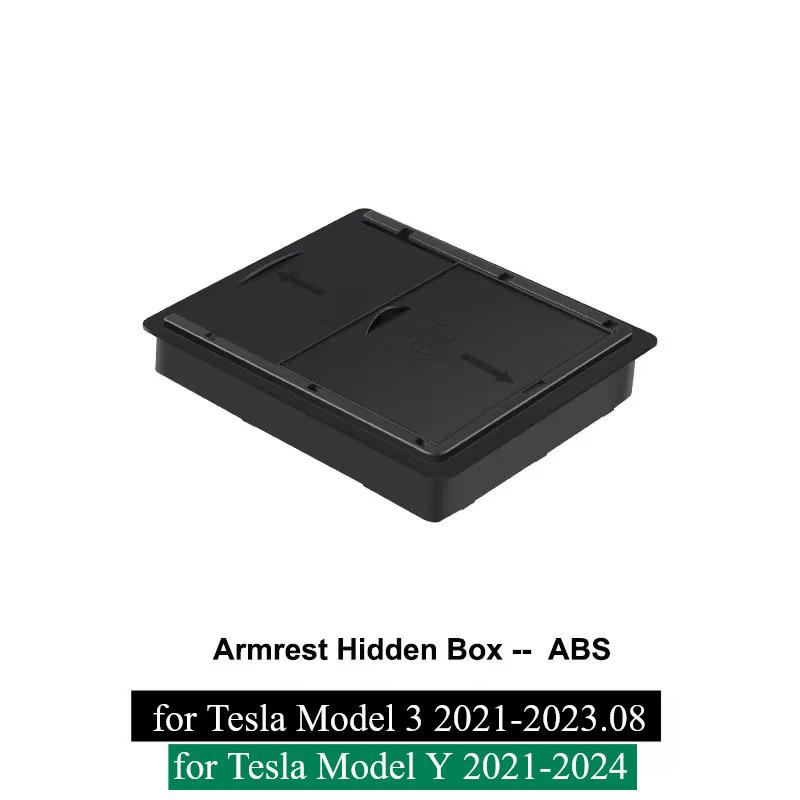 For Tesla Model Y 3 Center Console Storage Organizer Box Tray Armrest Hidden Box Bins Cup Holder Auto Interior Accessories