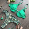 Women's Fashion Summer New Solid Color Tie Beach Sexy Split Two Piece Set Bikini Swimsuit