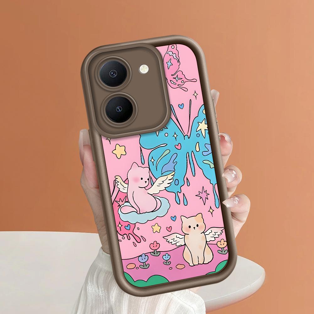 Soft Silicone Square Ladders Cartoon Pattern Full Cover Camera Protection Shockproof Case for iPhone Infinix Tecno Vivo