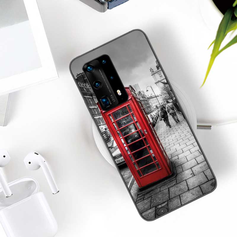london bus england telephone Soft Clear Phone Case For Huawei P30 Lite P10 P20 P40 P50 Pro Mate 40 Pro 30 20 10 Lite Cover Silic